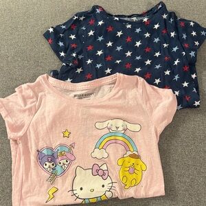 5/$15- Hello Kitty Pink and Navy Star T-Shirts